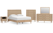 Cielden Queen Panel Bed with Mirrored Dresser, Chest and Nightstand