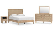 Cielden Queen Panel Bed with Mirrored Dresser and Nightstand