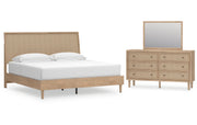 Cielden King Panel Bed with Mirrored Dresser