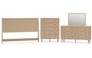 Cielden King Panel Headboard with Mirrored Dresser and Chest