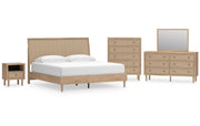 Cielden King Panel Bed with Mirrored Dresser, Chest and Nightstand