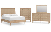 Cielden Full Panel Bed with Mirrored Dresser and Chest