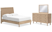 Cielden Full Panel Bed with Mirrored Dresser