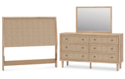 Cielden Full Panel Headboard with Mirrored Dresser
