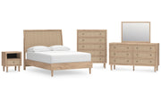 Cielden Full Panel Bed with Mirrored Dresser, Chest and Nightstand