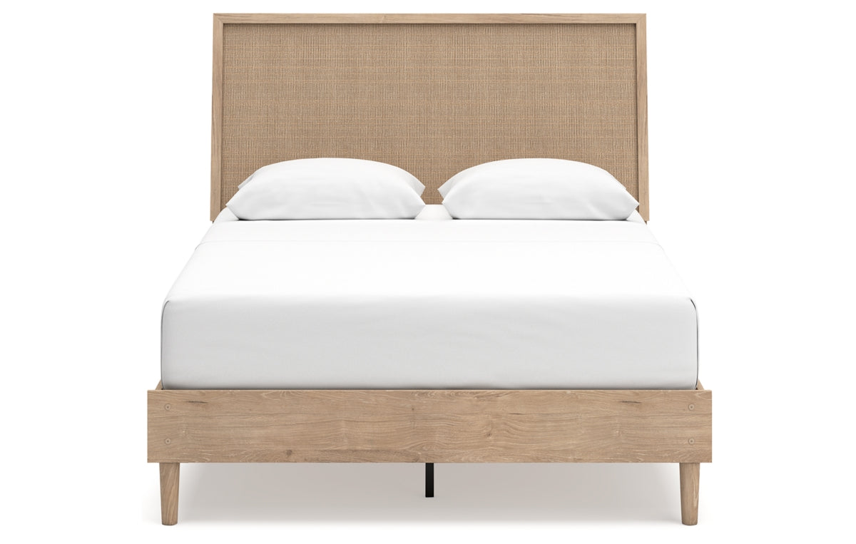 Cielden Queen Panel Bed with Mirrored Dresser and Chest