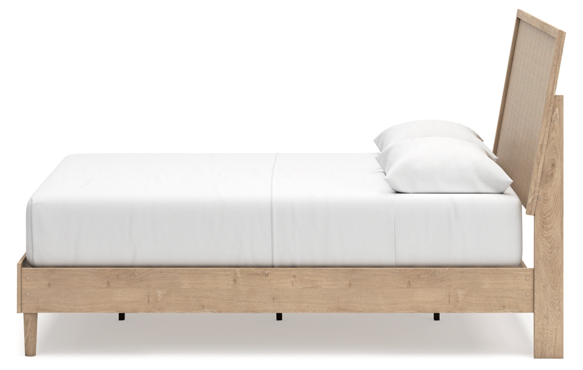 Cielden Queen Panel Bed with Mirrored Dresser and Nightstand