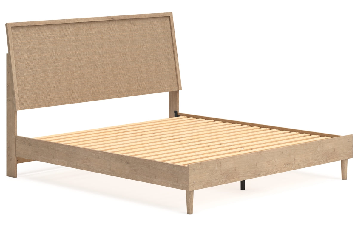 Cielden King Panel Bed with Mirrored Dresser, Chest and Nightstand