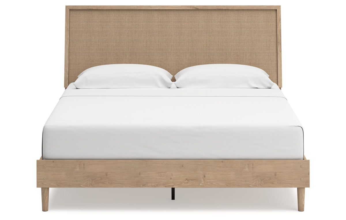 Cielden King Panel Bed with Mirrored Dresser and Chest