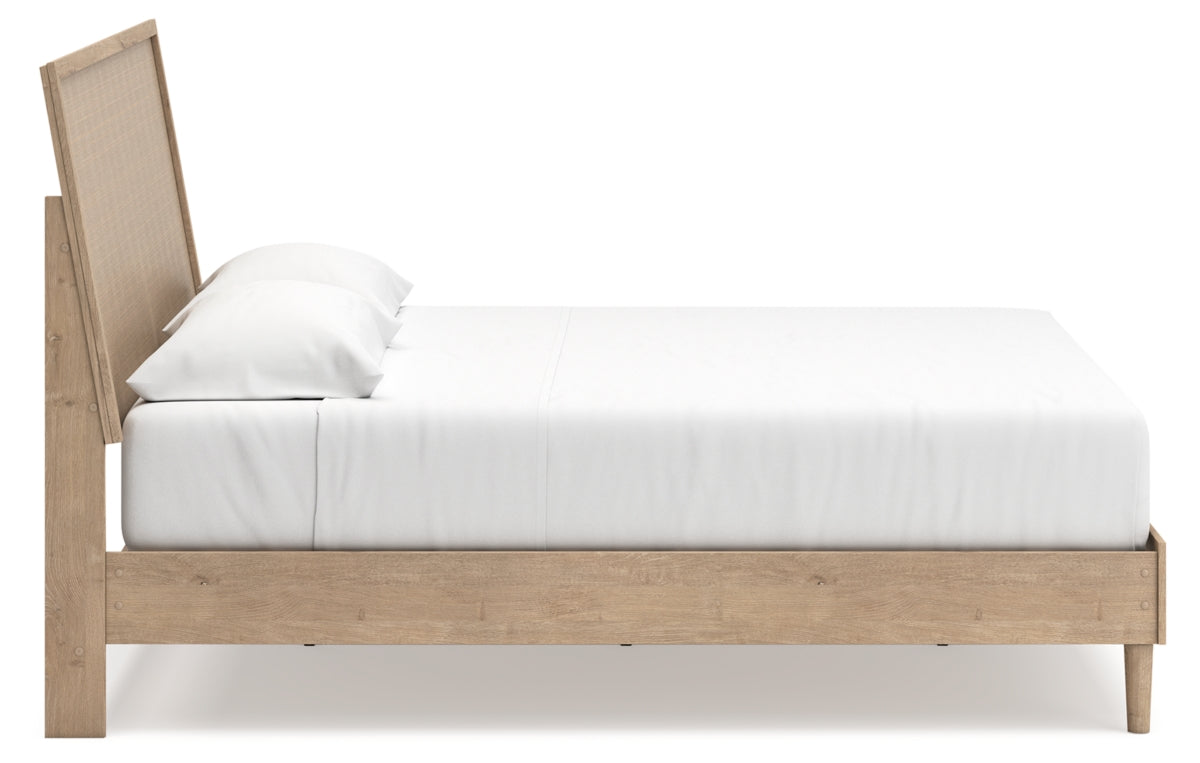 Cielden King Panel Bed with Mirrored Dresser, Chest and Nightstand