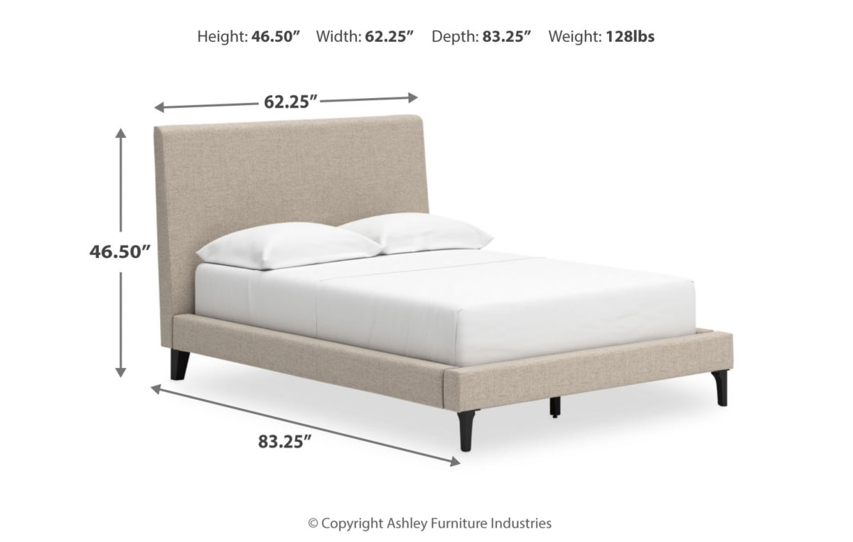 Cielden Full Upholstered Bed with Roll Slats, Dresser, Mirror and Chest