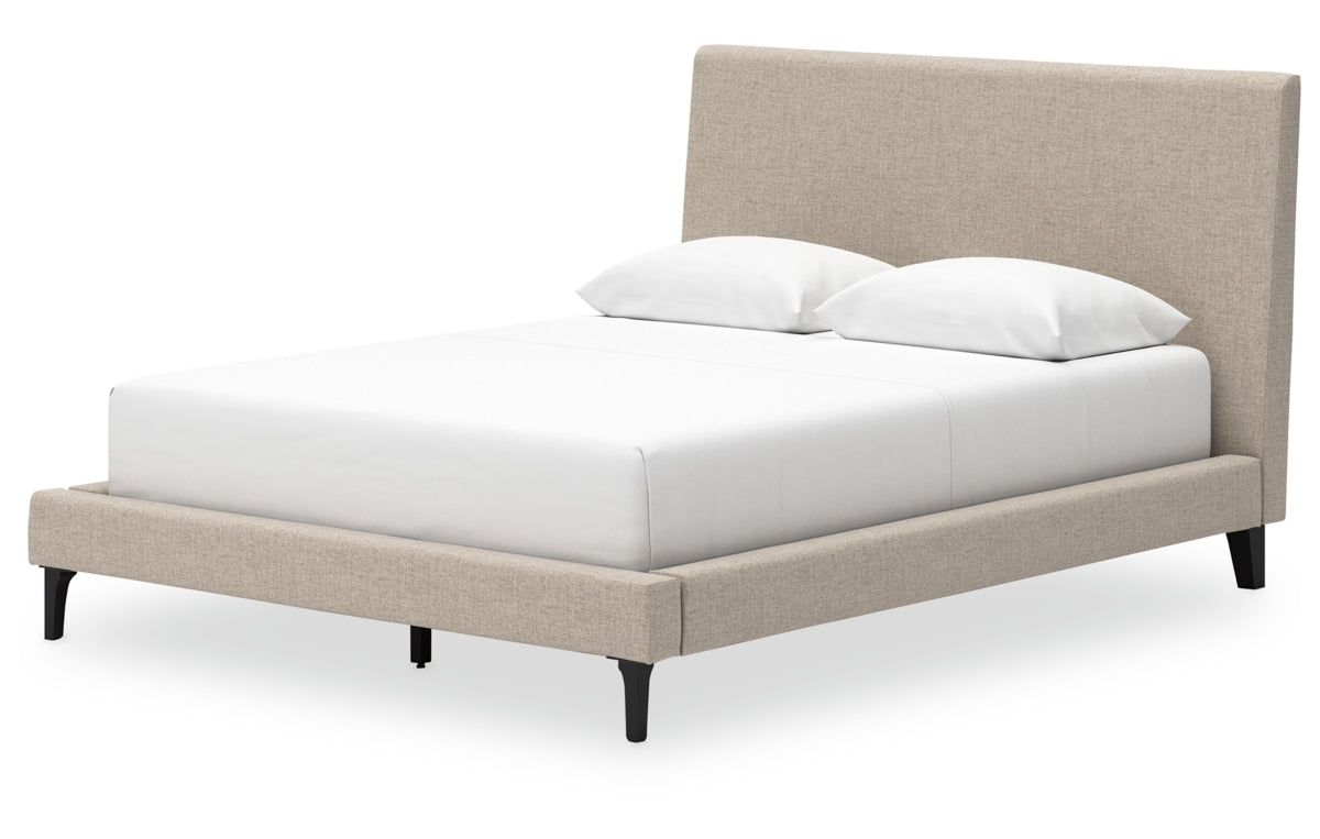 Cielden Queen Upholstered Bed with Roll Slats, Dresser, Mirror, Chest and Nightstand