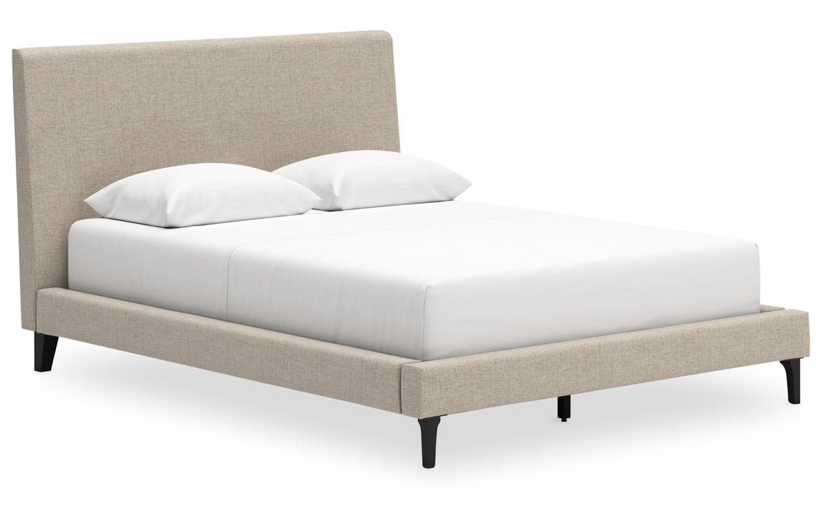 Cielden Queen Upholstered Bed with Roll Slats, Dresser, Mirror, Chest and Nightstand