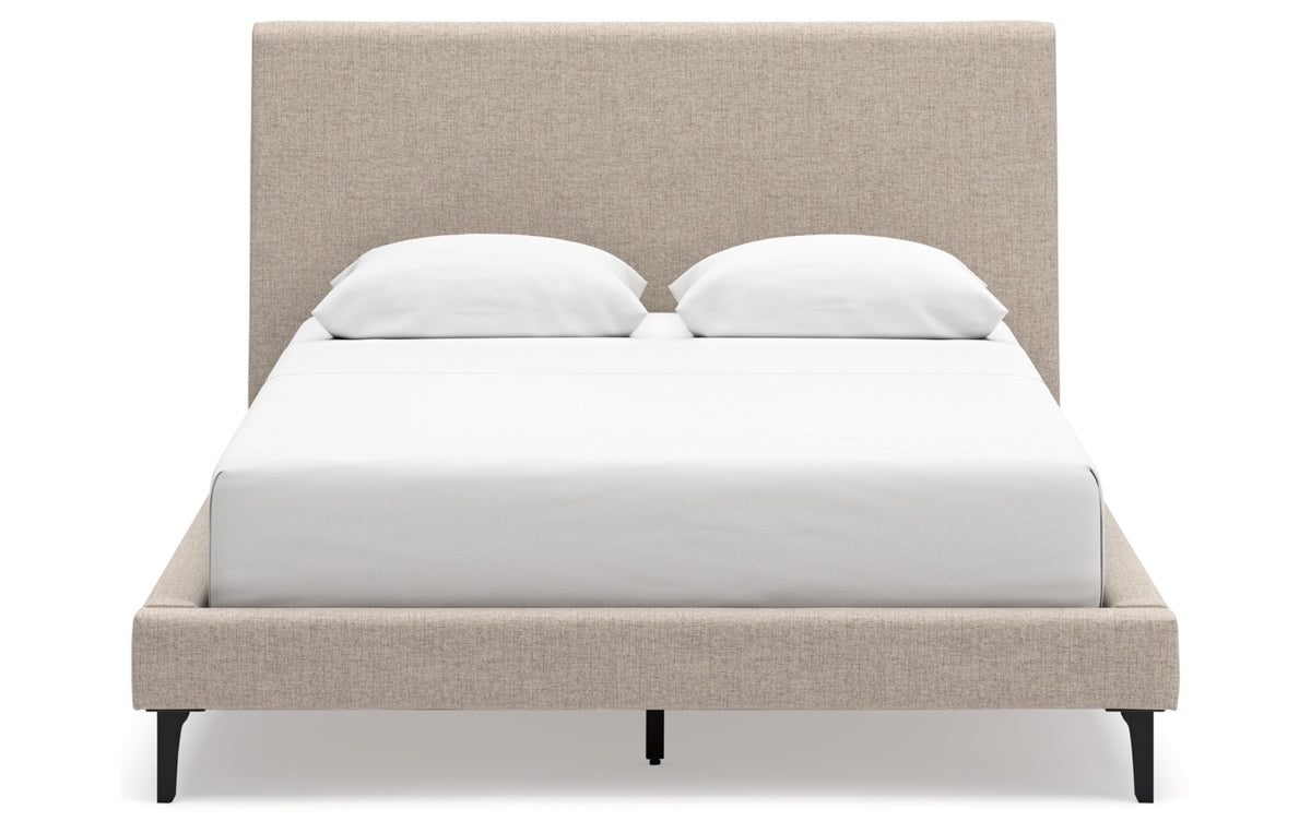 Cielden Queen Upholstered Bed with Roll Slats, Dresser, Mirror, Chest and Nightstand