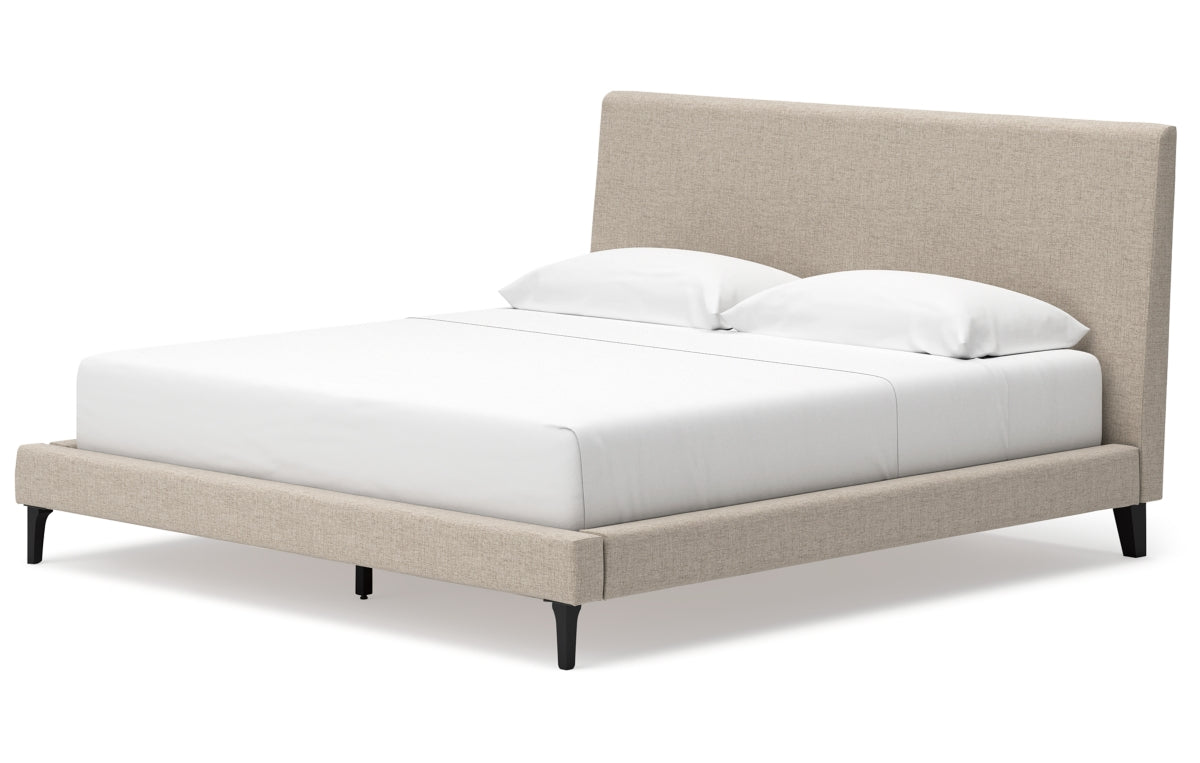 Cielden King Upholstered Bed with Roll Slats, Dresser, Mirror and Nightstand