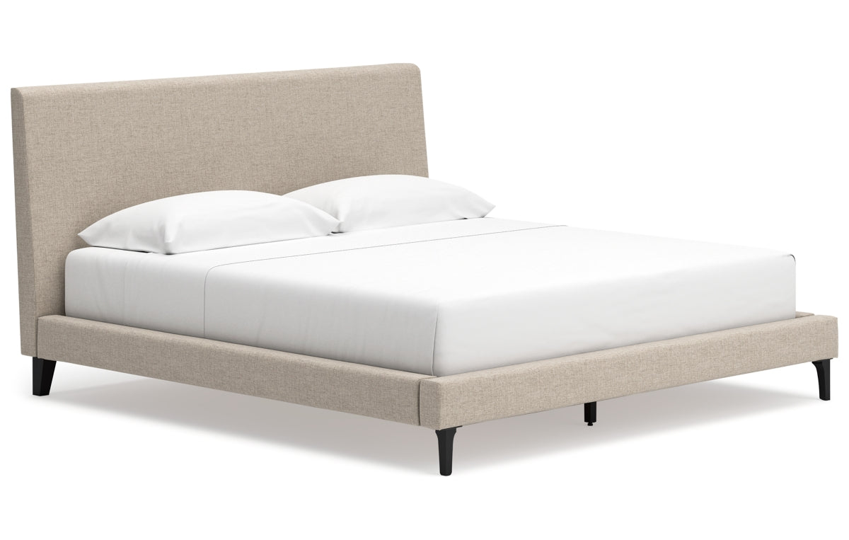 Cielden King Upholstered Bed with Roll Slats, Dresser, Mirror and Nightstand