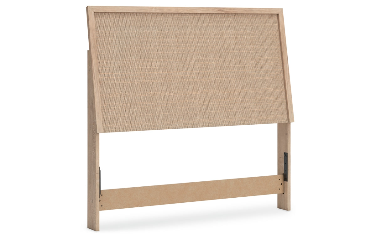 Cielden Full Upholstered Panel Bed with Mirrored Dresser and Nightstand