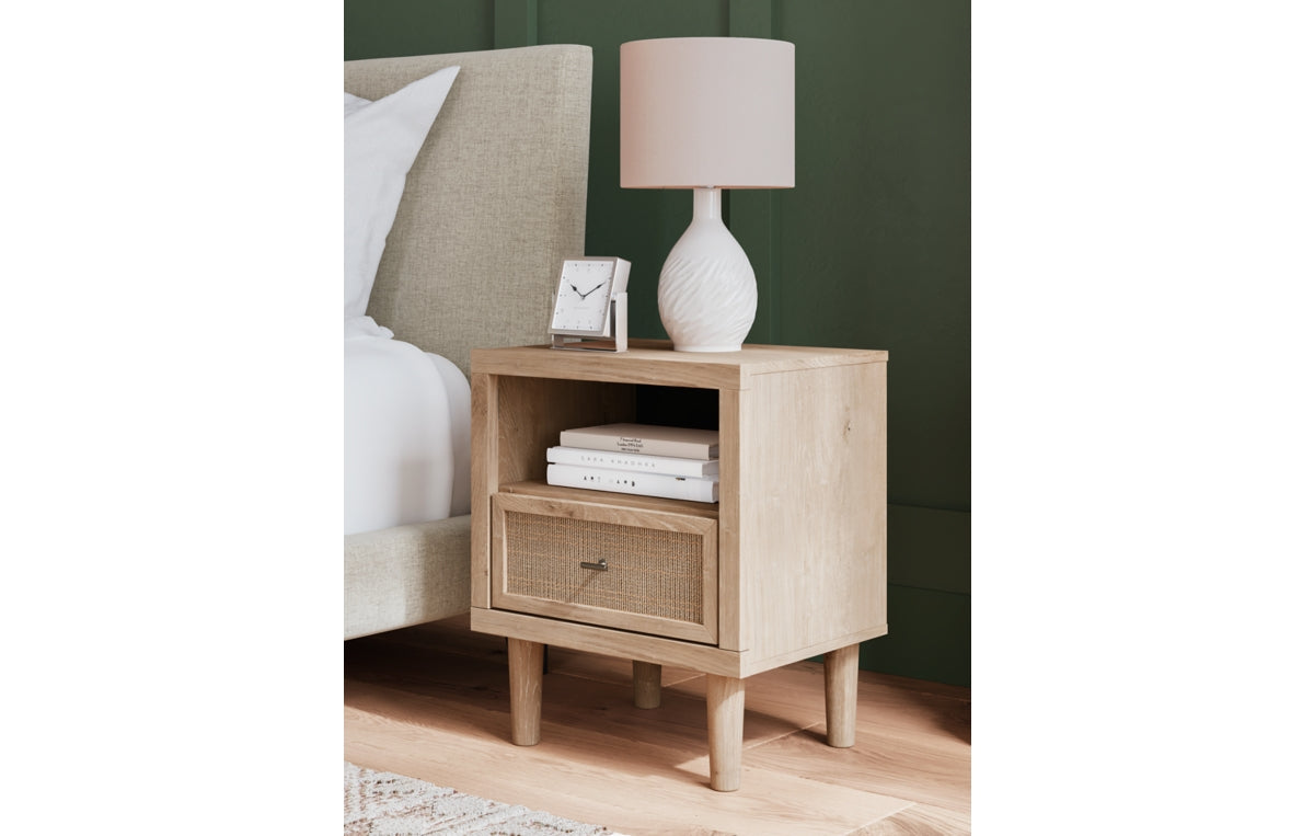 Cielden Queen Upholstered Bed with Roll Slats, Dresser, Mirror, Chest and Nightstand