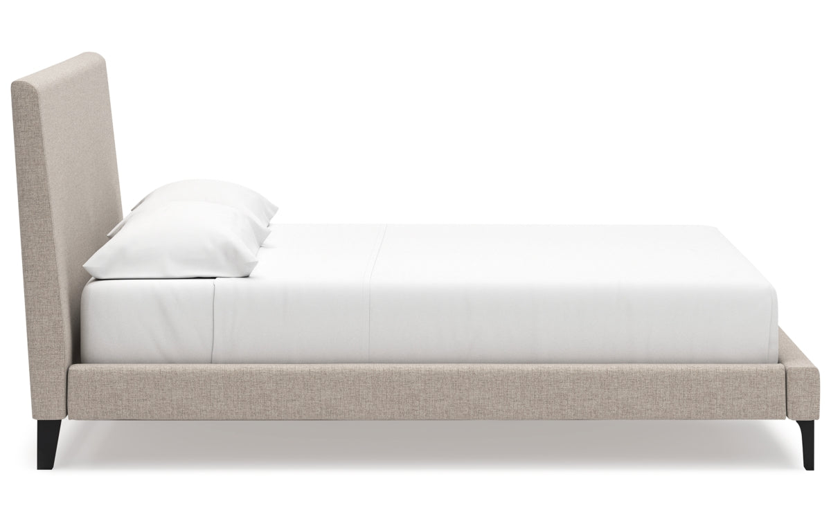 Cielden California King Upholstered Bed with Roll Slats, Dresser and Mirror