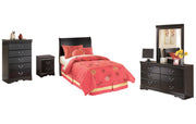 Huey Vineyard Twin Sleigh Headboard with Mirrored Dresser, Chest and Nightstand