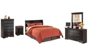 Huey Vineyard Queen Sleigh Headboard with Mirrored Dresser, Chest and Nightstand