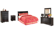 Huey Vineyard Full Sleigh Headboard with Mirrored Dresser, Chest and Nightstand