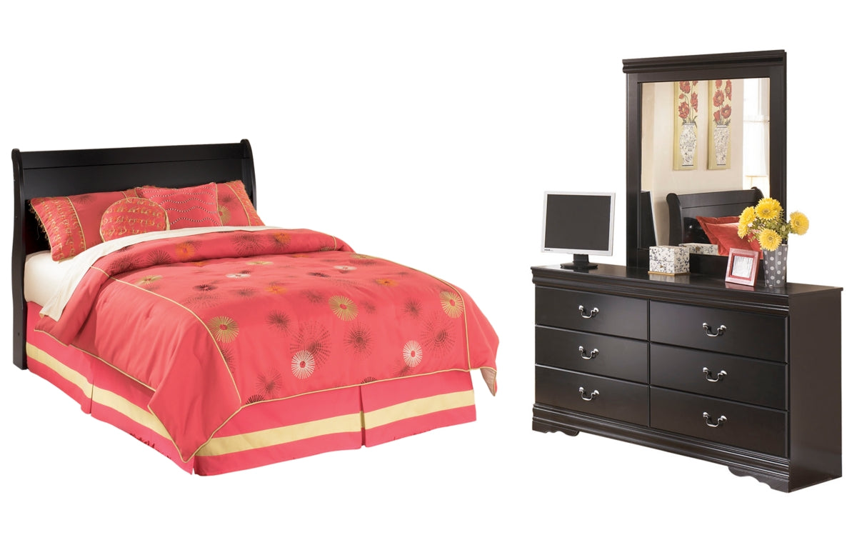 Huey Vineyard Full Sleigh Headboard with Mirrored Dresser