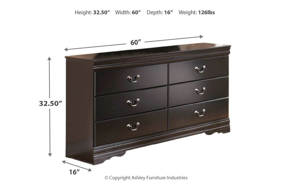 Huey Vineyard Queen Sleigh Bed with Mirrored Dresser and Nightstand