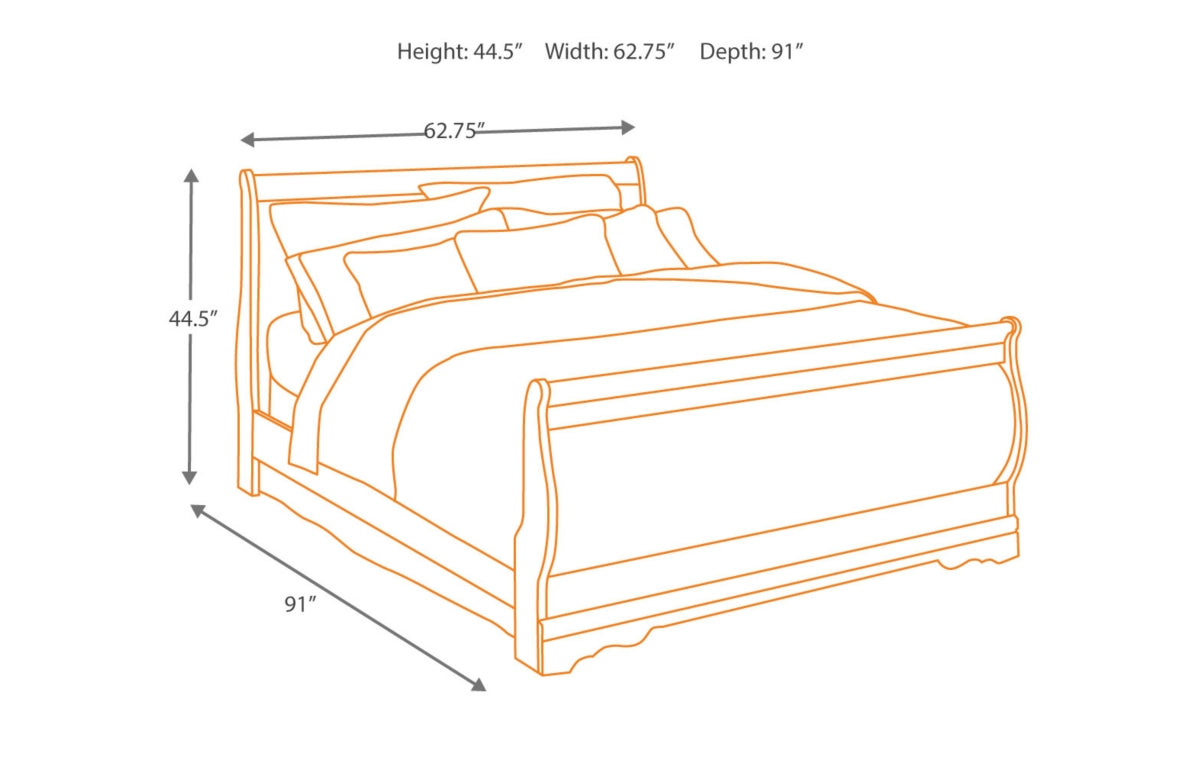 Huey Vineyard Queen Sleigh Bed with Mirrored Dresser and Nightstand