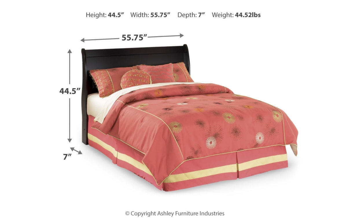 Huey Vineyard Full Sleigh Headboard with Mirrored Dresser