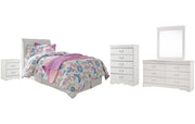 Anarasia Twin Sleigh Headboard with Mirrored Dresser, Chest and Nightstand