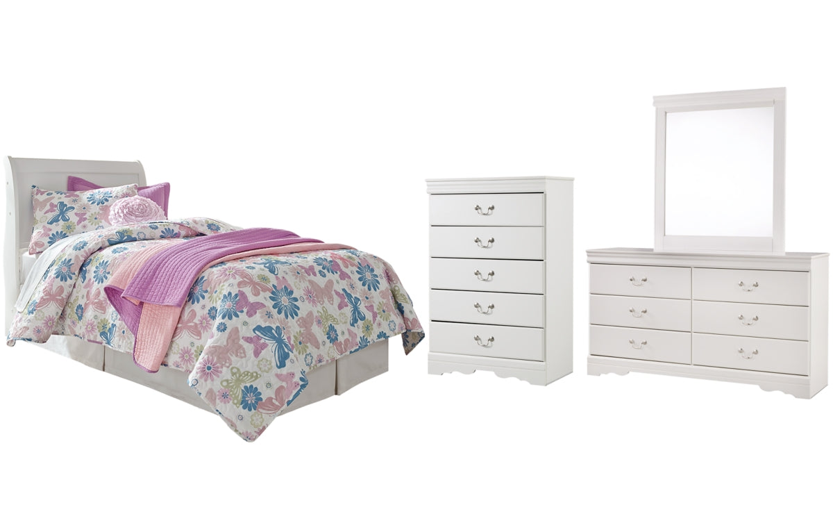 Anarasia Twin Sleigh Headboard, Dresser, Mirror and Chest