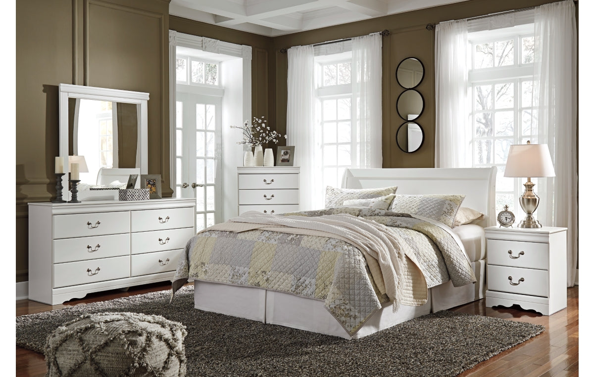 Anarasia Queen Sleigh Headboard, Dresser, Mirror and Chest