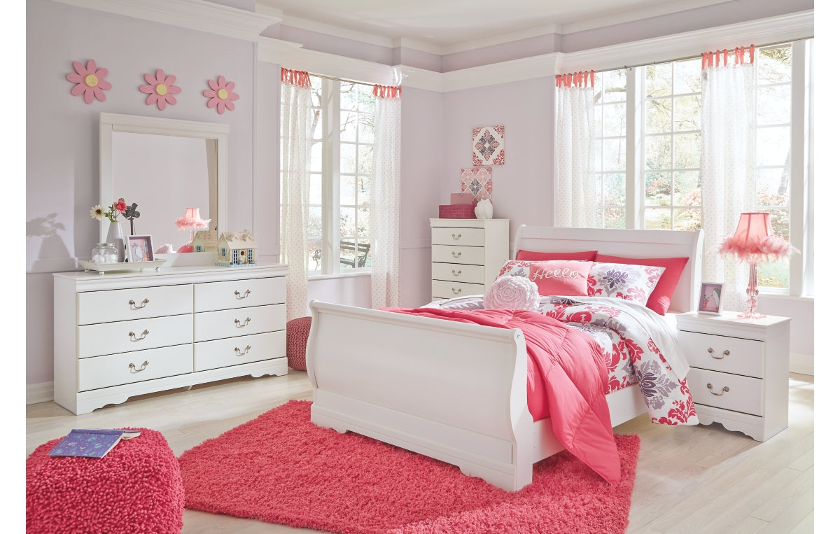 Anarasia Full Sleigh Headboard, Dresser, Mirror, Chest and Nightstand