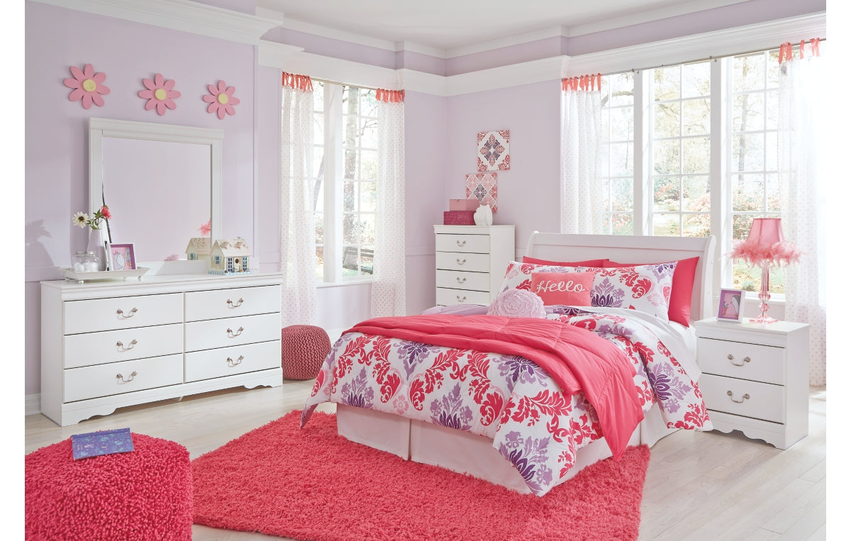 Anarasia Full Sleigh Headboard with Mirrored Dresser