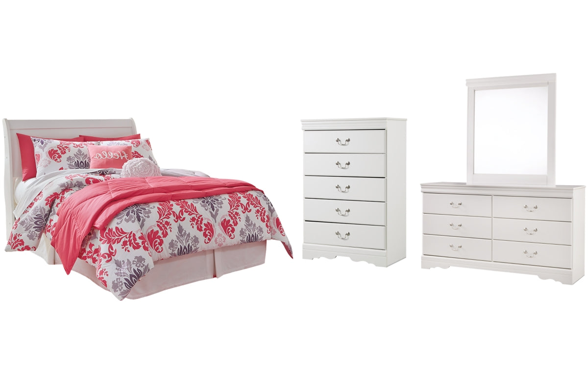 Anarasia Full Sleigh Headboard, Dresser, Mirror and Chest