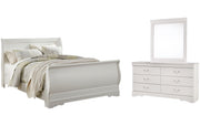 Anarasia Queen Sleigh Bed with Mirrored Dresser