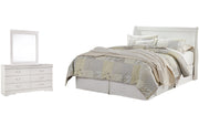 Anarasia Queen Sleigh Headboard with Mirrored Dresser