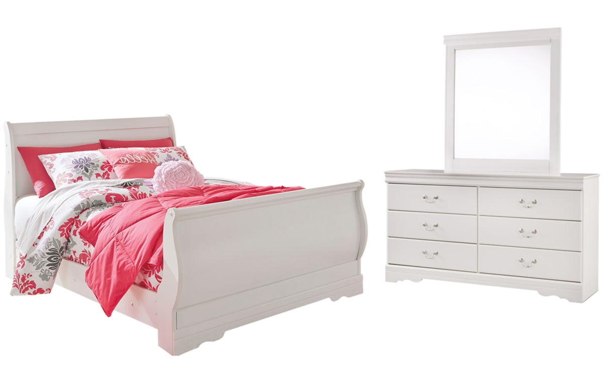 Anarasia Full Sleigh Bed with Mirrored Dresser