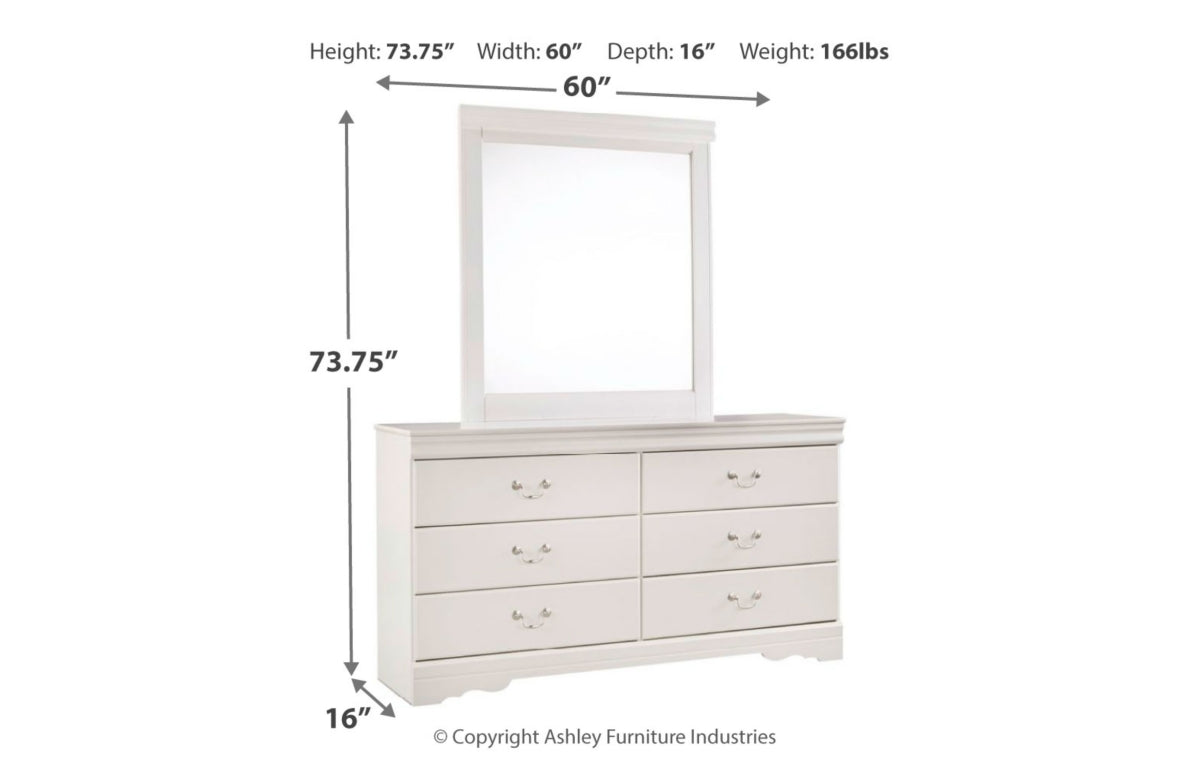 Anarasia Full Sleigh Headboard, Dresser, Mirror, Chest and Nightstand
