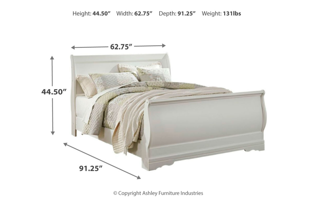 Anarasia Queen Sleigh Bed with Mirrored Dresser and Nightstand