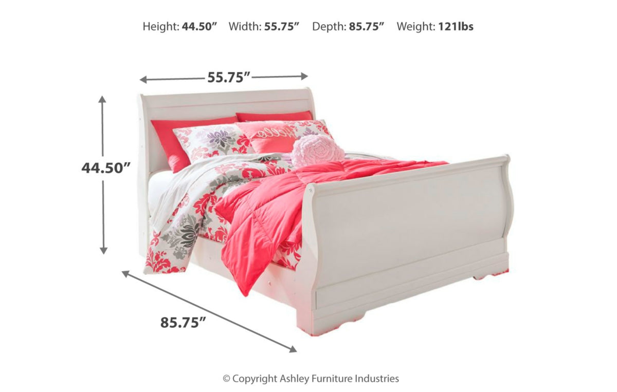 Anarasia Full Sleigh Bed with Mirrored Dresser