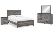 Bronyan Queen Panel Bed with Mirrored Dresser and Nightstand