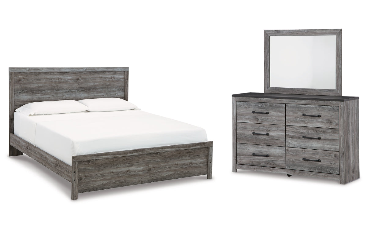 Bronyan King Panel Bed with Mirrored Dresser
