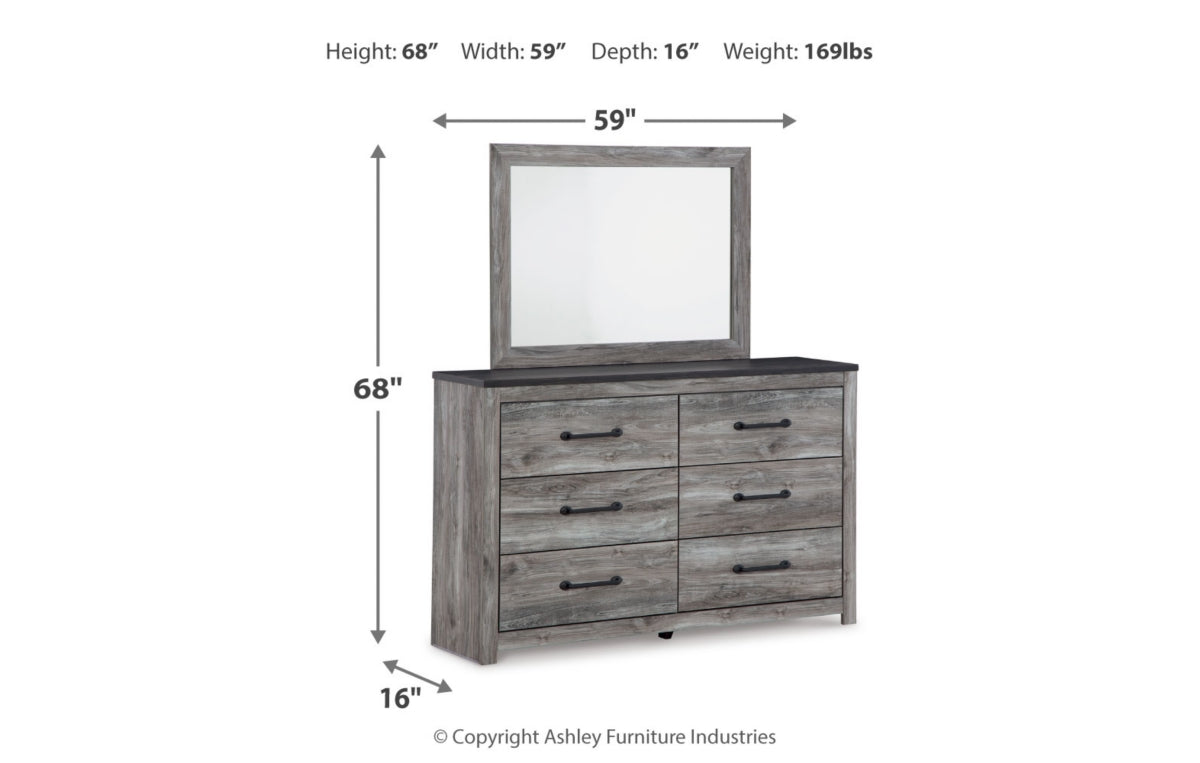 Bronyan Queen Panel Bed with Mirrored Dresser, Chest and Nightstand