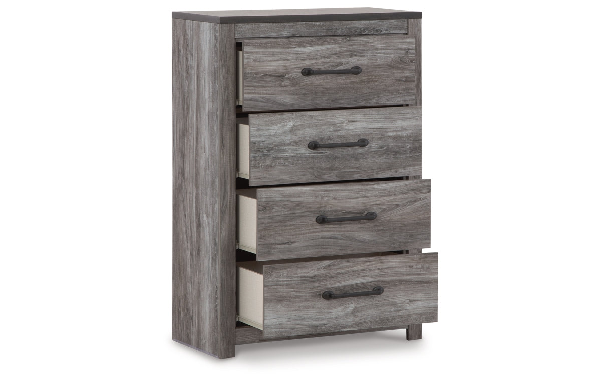 Bronyan Queen Panel Bed with Mirrored Dresser, Chest and Nightstand