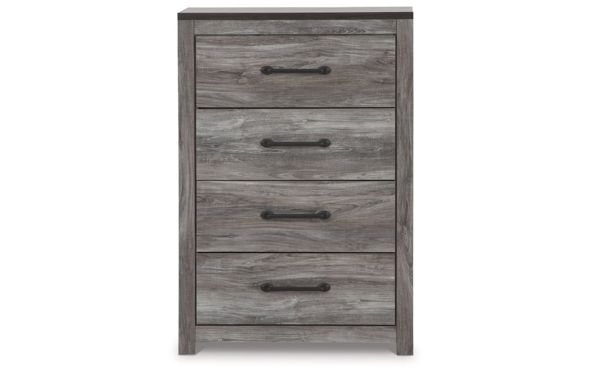 Bronyan Queen Panel Bed with Mirrored Dresser, Chest and Nightstand