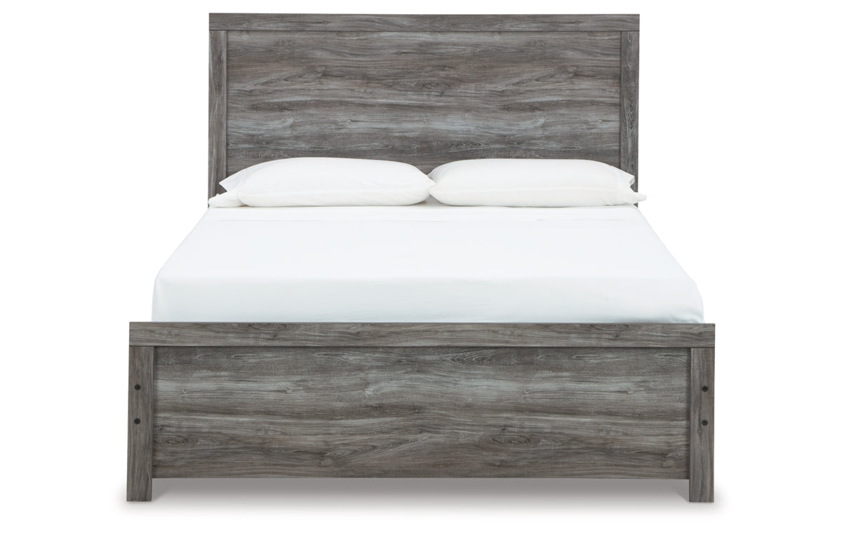 Bronyan Queen Panel Bed with Mirrored Dresser and Chest
