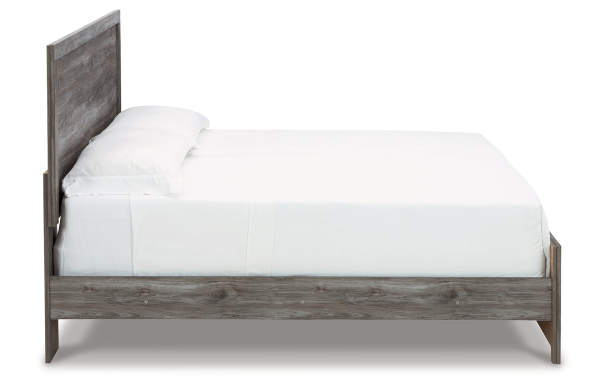 Bronyan King Panel Bed with Mirrored Dresser, Chest and Nightstand