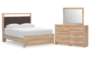 Kinlanni Queen Upholstered Platform Bed, Dresser and Mirror